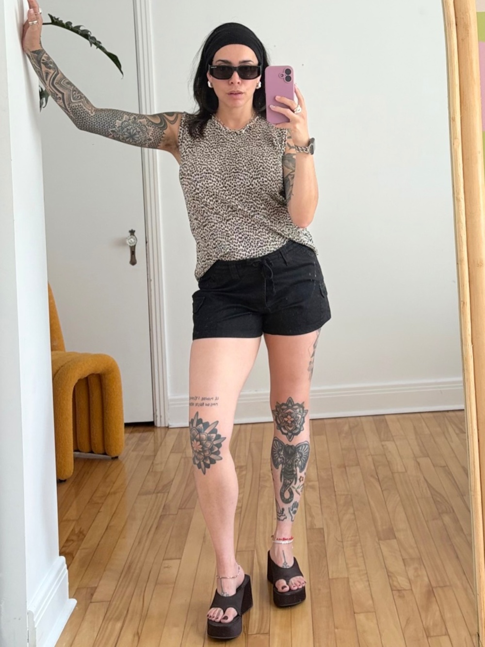Vintage plissé leopard tank top
